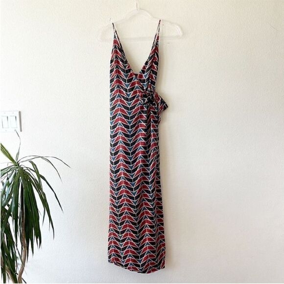Free People Siren Ring Wrap Dress Maxi Side Tie Geo Printed - Picture 7 of 15